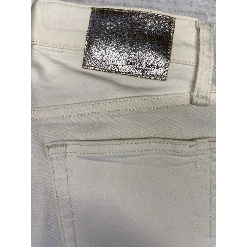 Rag & Bone Jeans Womens 23 Peyton Mid Rise Bootcurt Raw Hem White Denim Pants
